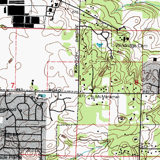 Topographic Map of McManaman School (historical), IL