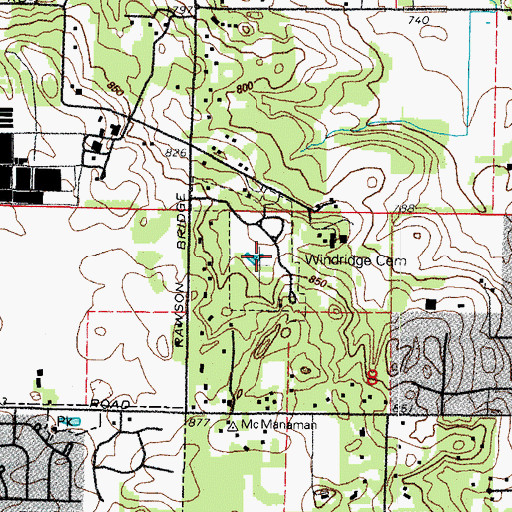 Topographic Map of Windridge Cemetery, IL