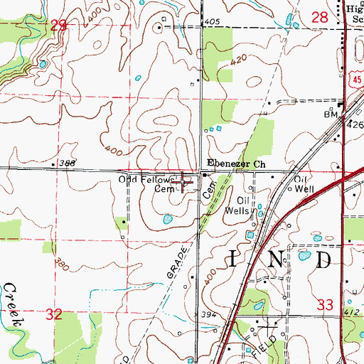 Topographic Map of Independent Order of Odd Fellows Cemetery, IL