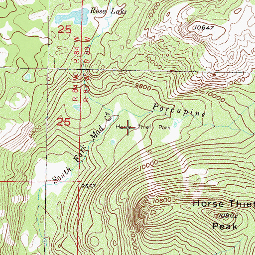 Topographic Map of Horse Thief Park, CO