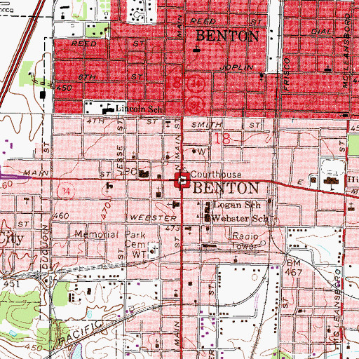 Topographic Map of Franklin County Courthouse, IL