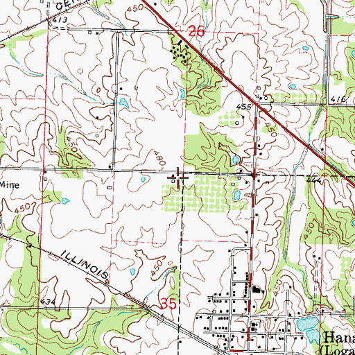 Topographic Map of Postoak School (historical), IL
