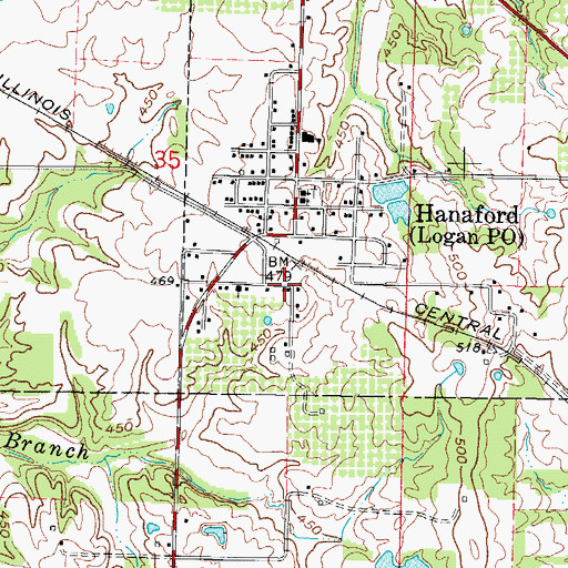 Topographic Map of Smothersville, IL