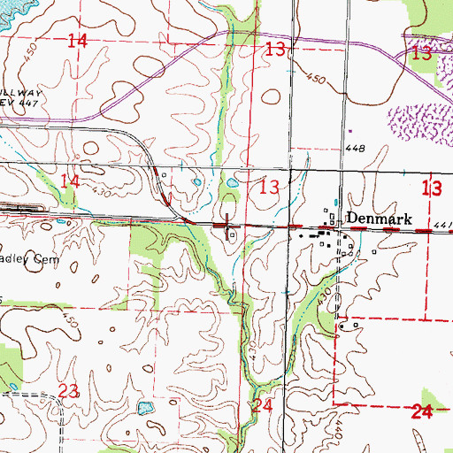 Topographic Map of Denmark School (historical), IL
