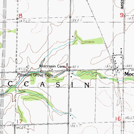 Topographic Map of Moccasin Cemetery, IL