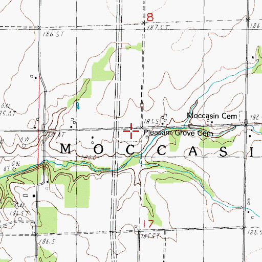 Topographic Map of Pleasant Grove Cemetery, IL