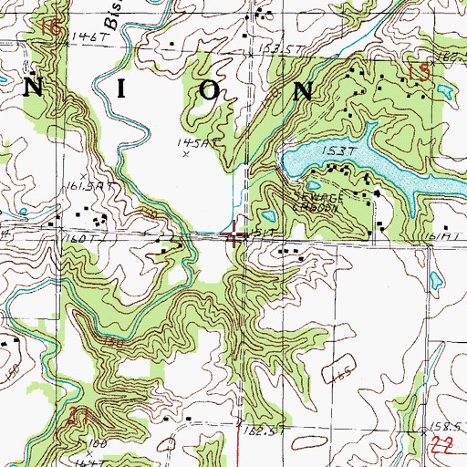 Topographic Map of Union Town Hall, IL