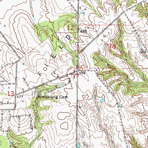 Topographic Map of Armstrong School (historical), IL