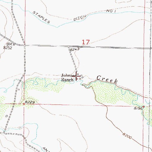 Topographic Map of Johnson Ranch, CO