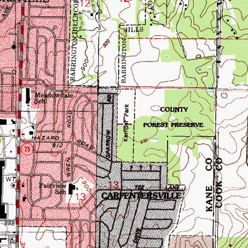 Topographic Map of Kemper Park, IL