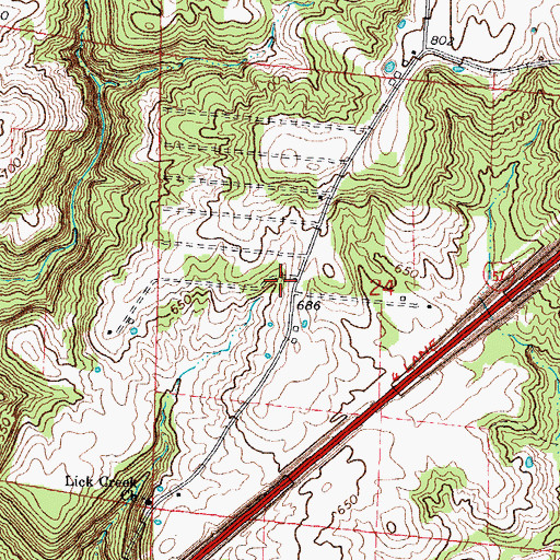 Topographic Map of Bluff School (historical), IL