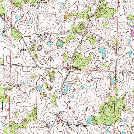 Topographic Map of Center Hill School (historical), IL
