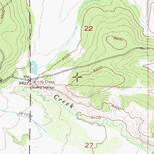 Topographic Map of Grizzly Creek Guard Station, CO