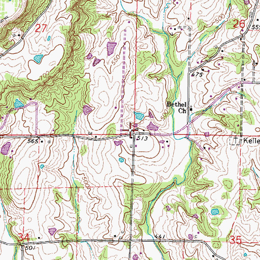 Topographic Map of Lence School (historical), IL