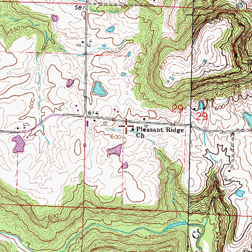 Topographic Map of Pleasant Ridge School (historical), IL