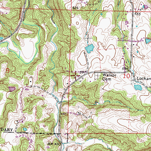 Topographic Map of Toppingtown School (historical), IL