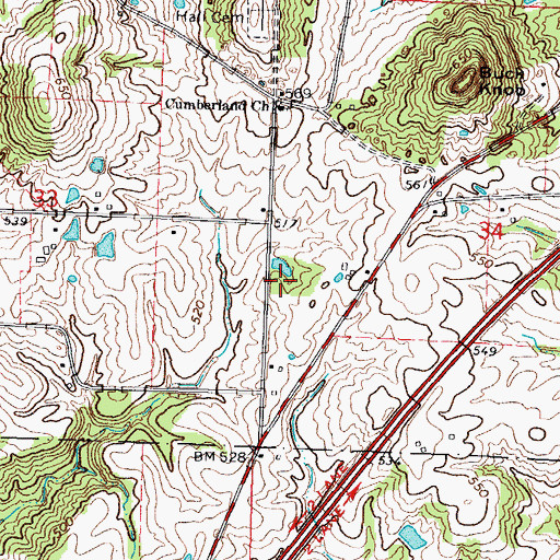 Topographic Map of Truelove School (historical), IL