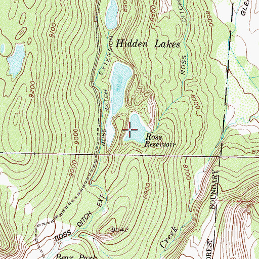 Topographic Map of Ross Reservoir, CO