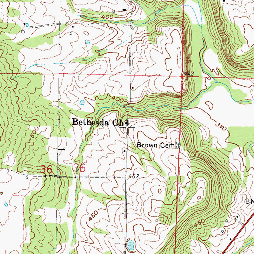 Topographic Map of Bethesda School (historical), IL