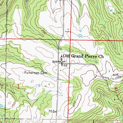 Topographic Map of Grand Pierre School (historical), IL