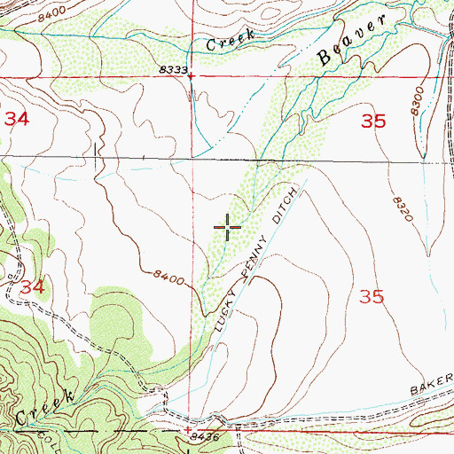 Topographic Map of Lucky Penny Ditch, CO