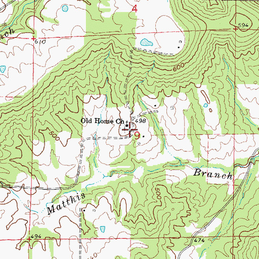 Topographic Map of Old Home School (historical), IL