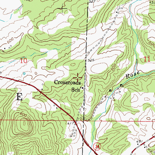 Topographic Map of Rose Creek School (historical), IL