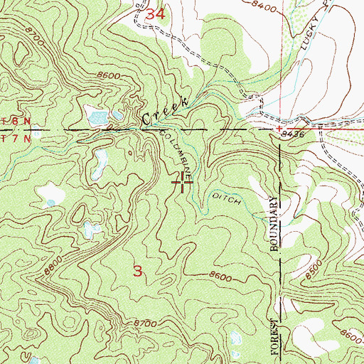 Topographic Map of Columbine Ditch, CO
