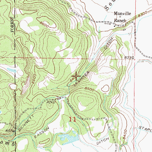 Topographic Map of Bennett and Leshner Ditch, CO