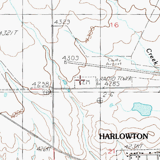 Topographic Map of Harlowton Cemetery, MT