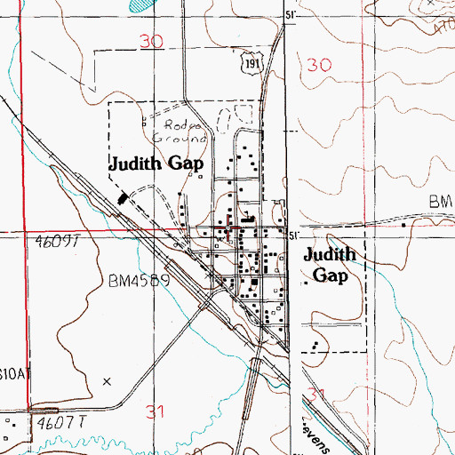 Topographic Map of United Methodist Church, MT