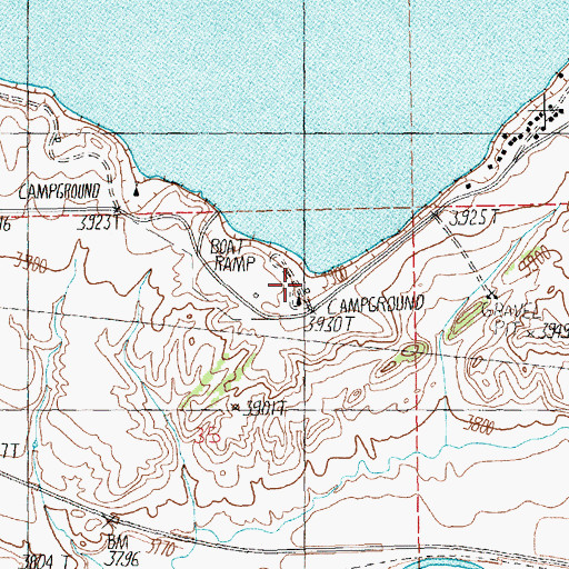Topographic Map of Deadmans Basin Campground, MT