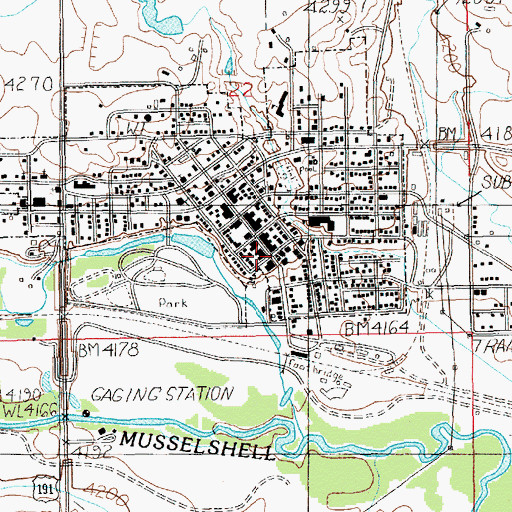 Topographic Map of Harlowton Public Library, MT