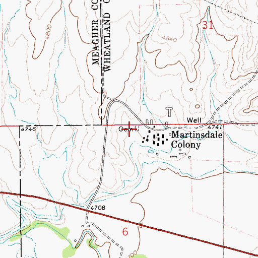 Topographic Map of Gauglerville Cemetery, MT