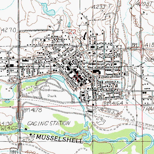 Topographic Map of Upper Musselshell Historical Society Museum, MT