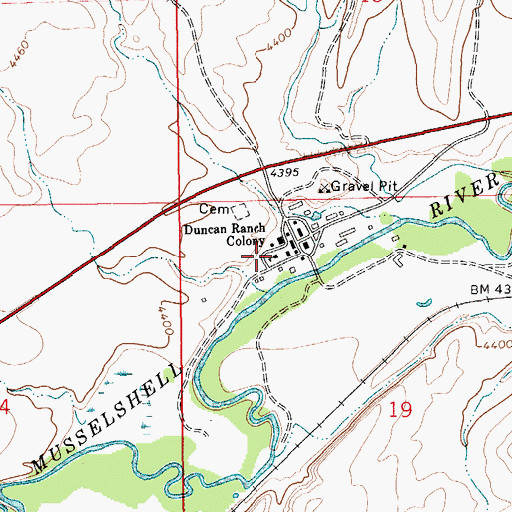 Topographic Map of Duncan Colony School, MT