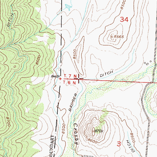 Topographic Map of Badger Ditch, CO