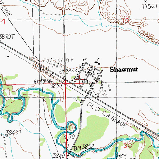 Topographic Map of Shawmut Post Office, MT