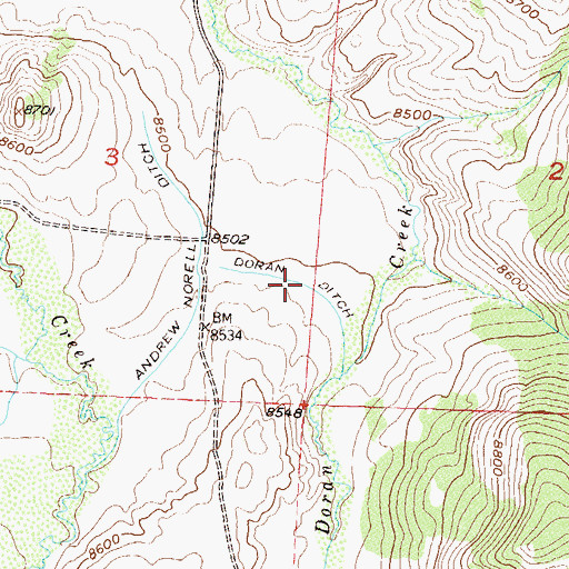 Topographic Map of Doran Ditch, CO
