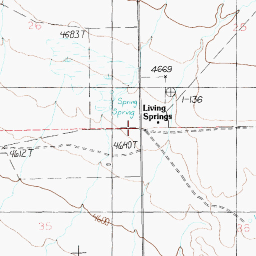 Topographic Map of Living Springs Post Office (historical), MT