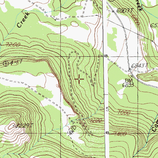Topographic Map of Camp Creek Quarry, WY