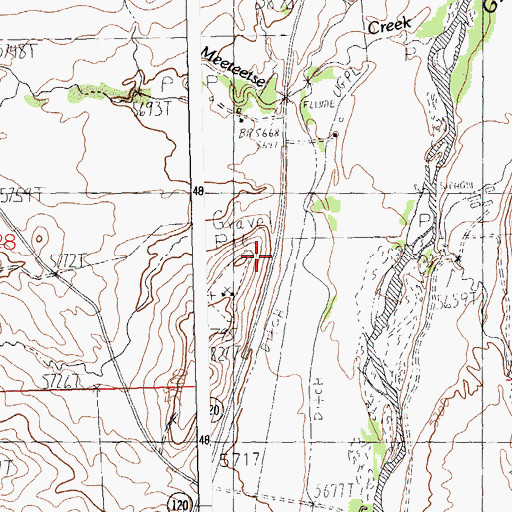 Topographic Map of Meeteetse Creek Pit, WY