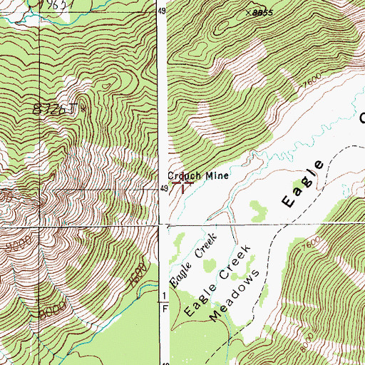 Topographic Map of Crouch Prospect Mine, WY