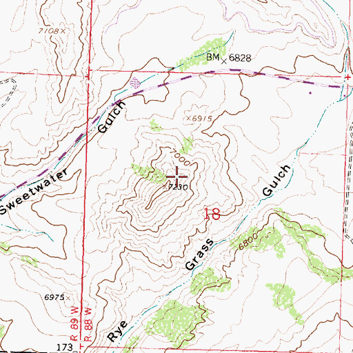 Topographic Map of Lucksinger Opening Mine, WY