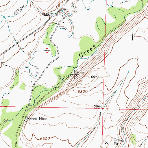 Topographic Map of Beeler Mine, WY