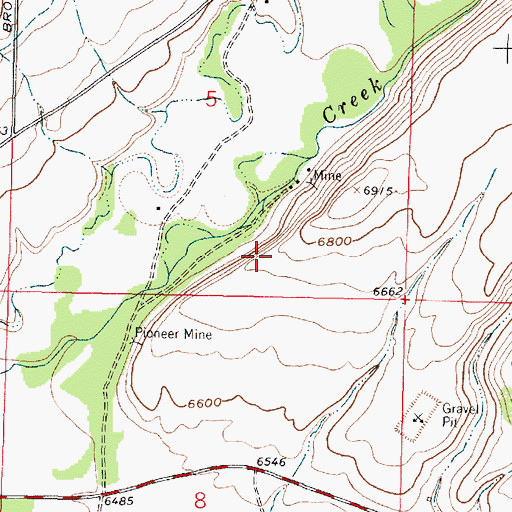 Topographic Map of Darling Mine, WY