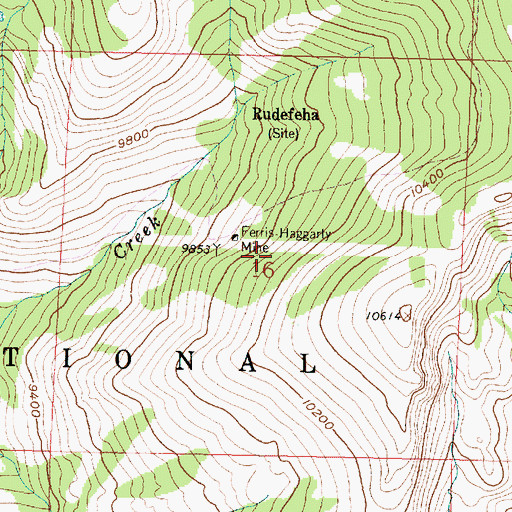 Topographic Map of Ferris-Haggerty Mine, WY