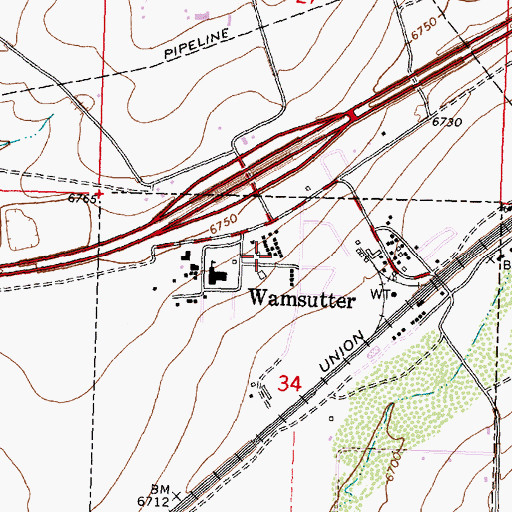 Topographic Map of Sweetwater Uranium Mine, WY