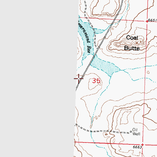 Topographic Map of Sourdough Butte Mine, WY