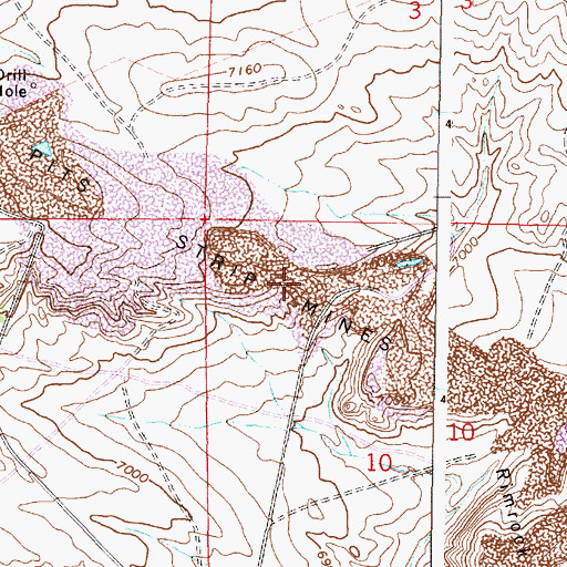 Topographic Map of Rimrock Pit Number Three, WY